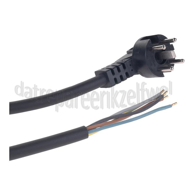 Foto van Snoer Perilex 5x1,5mm2 Zwart 2M 5 Aderig snoer met gegoten stekker 