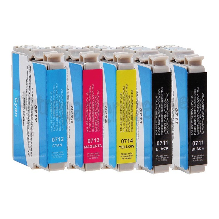 Foto van Easyfiks Inktcartridge T0715 Multipack BK/BK/C/M/Y D78, DX4050, DX4400 