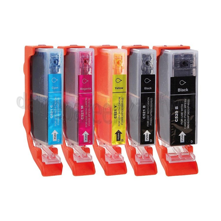 Foto van Easyfiks Inktcartridge PGI 520 CLI 521 Multipack BK/BK/C/M/Y + Chip Pixma iP3600,Pixma iP4600 