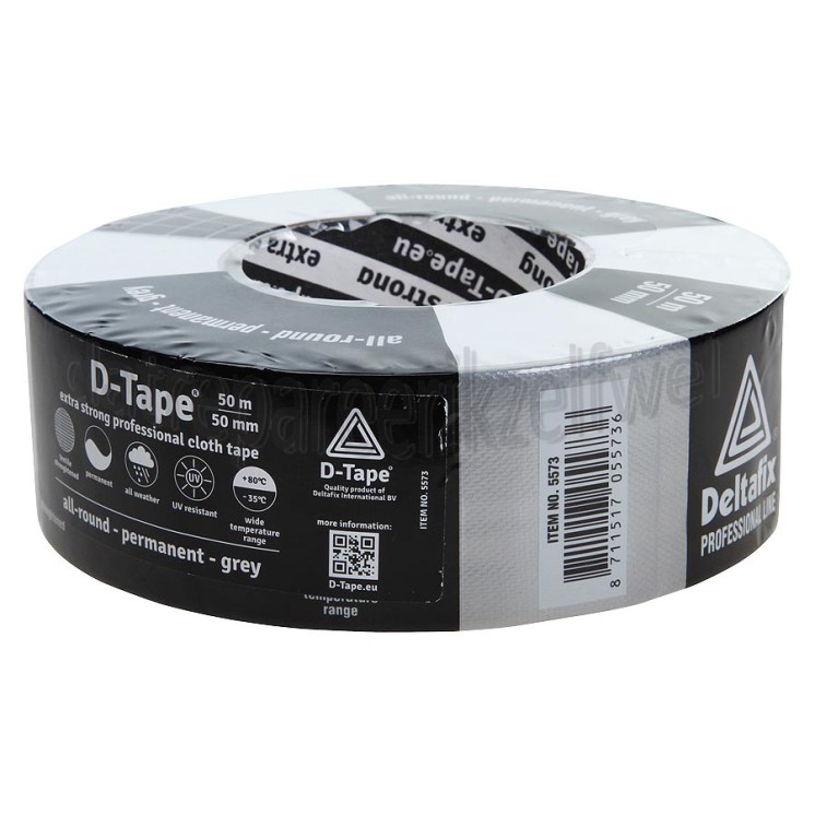 Foto van Deltafix Tape D-Tape grijs Extra sterk, 50m x 50mm 