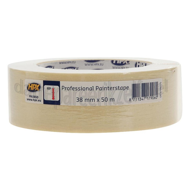 Foto van HPX Tape Afplakband 60 Graden Cremewit Masking Tape, 38mm x 50 meter 