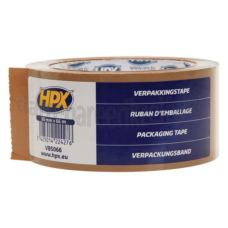 Foto van HPX Tape Bruin Verpakkingstape, 50mm x 66 meter 