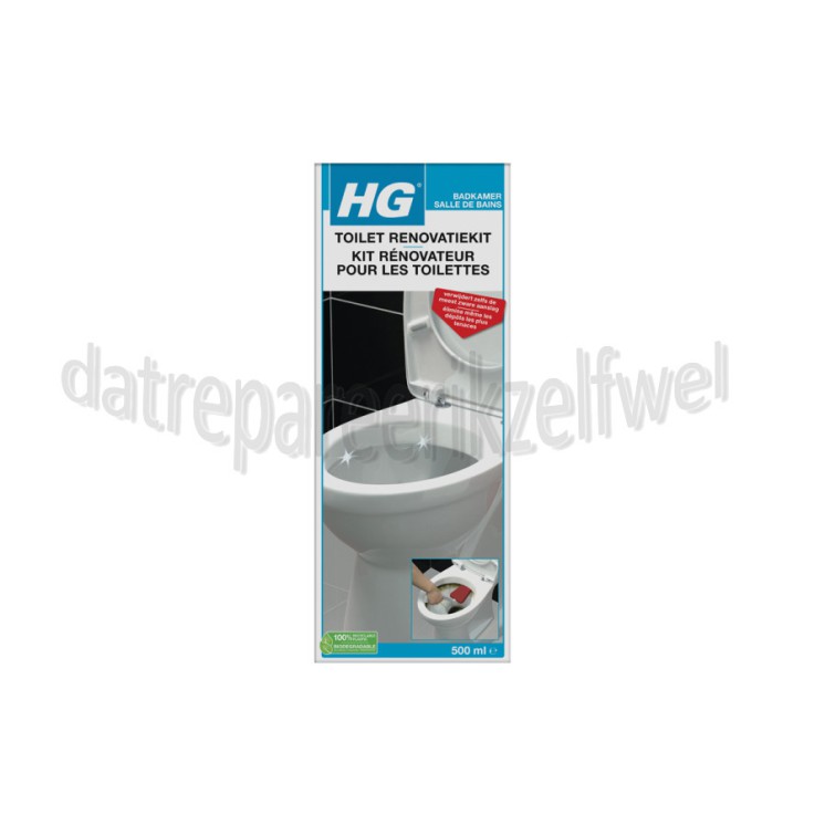 Foto van HG Reiniger Toilet renovatie kit Reiniger, schrobber, schrobpad en handschoenen 