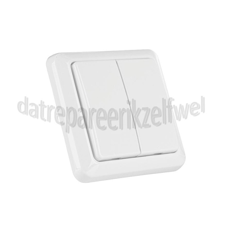 Foto van KlikAanKlikUit Schakelaar Dubbele Wandschakelaar AWST-8802 Draadloze bediening 
