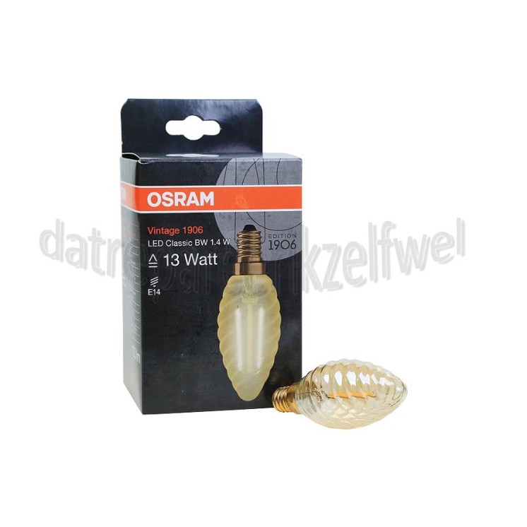Foto van Osram Ledlamp Vintage 1906 LEDlamp Classic BW35 1,5W, 120 Lumen, 2400K, E14 