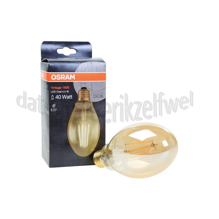 Foto van Osram Ledlamp Vintage 1906 LEDlamp Oval 4,5W, 470 Lumen, 2500K, E27 