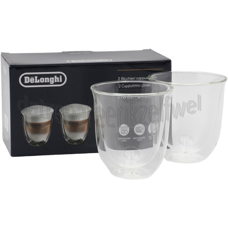 Foto van DeLonghi Kopjes Dubbele thermowand Set van 2 cappuccino glazen 