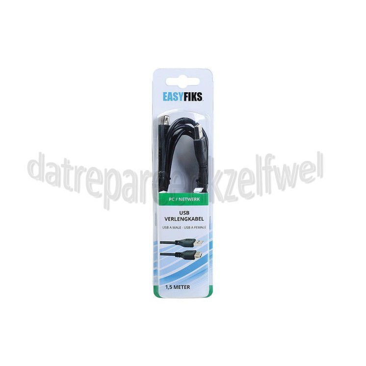 Foto van Easyfiks USB Kabel USB 2.0 A Male - USB 2.0 A Female 1.8 meter 