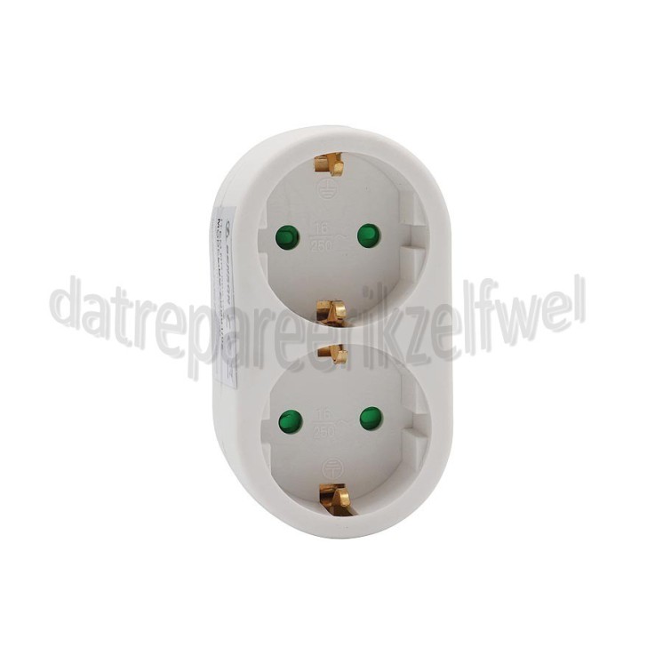 Foto van Stekker Verdeelstekker 2 x Randaarde verticaal 2xRA, 3500W 