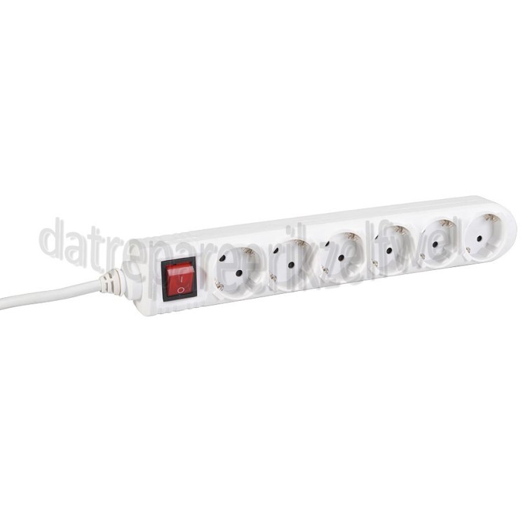 Foto van Tafelcontactdoos 3x1mm2 2500W RA wit 3M 6v tafelcontactdoos met schakelaar 