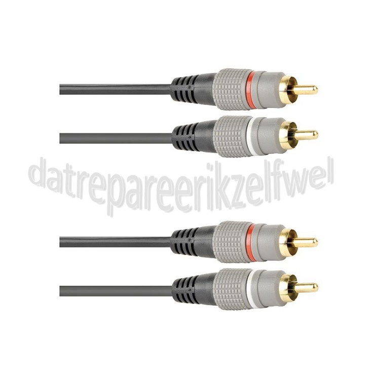 Foto van Easyfiks Tulp Kabel 2x Tulp RCA Male - 2x Tulp RCA Male 2.5 Meter, Afgeschermd 