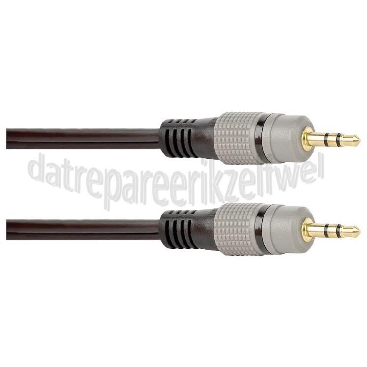 Foto van Easyfiks Jack Kabel Jack 3.5mm Stereo Male - Jack 3.5mm Stereo Male 2.5 Meter, Zwart, Verguld 