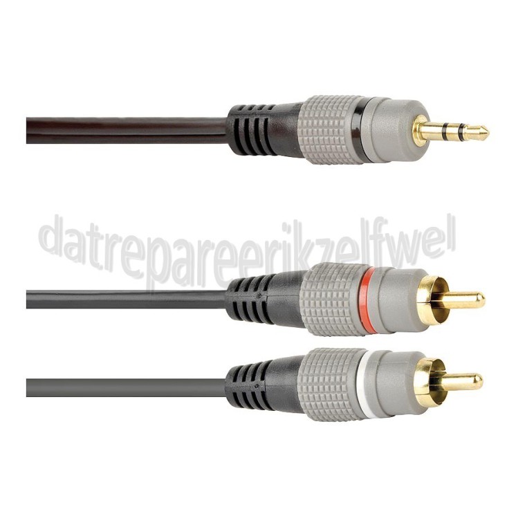 Foto van Easyfiks Jack - Tulp Kabel Jack 3.5mm Stereo Male - 2x Tulp RCA Male 10.0 Meter, Verguld 