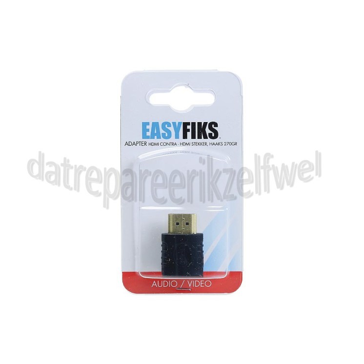 Foto van Easyfiks HDMI Adapter HDMI A Male - HDMI A Contra Female, Haaks 270 Graden Verloopstekker, Verguld 