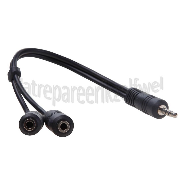 Foto van Easyfiks Jack Splitter Jack 3.5mm Stereo Male - 2x Jack 3.5mm Contra Female 0.2 Meter 