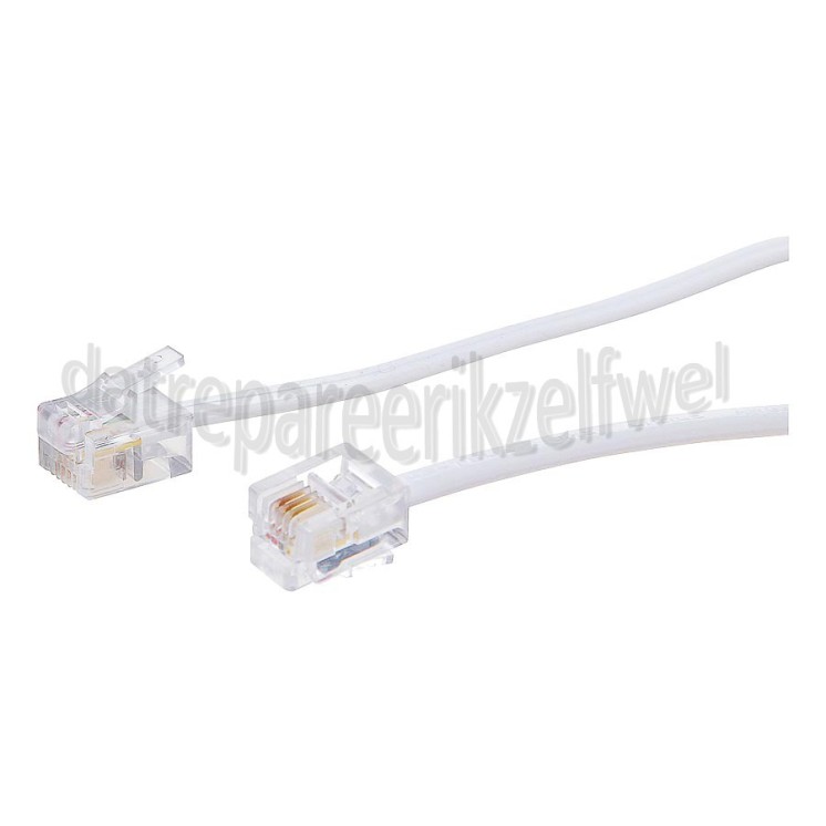 Foto van Easyfiks Telefoon Kabel RJ11 6p4c Male - RJ11 6p4c Male 2.5 Meter, Wit 