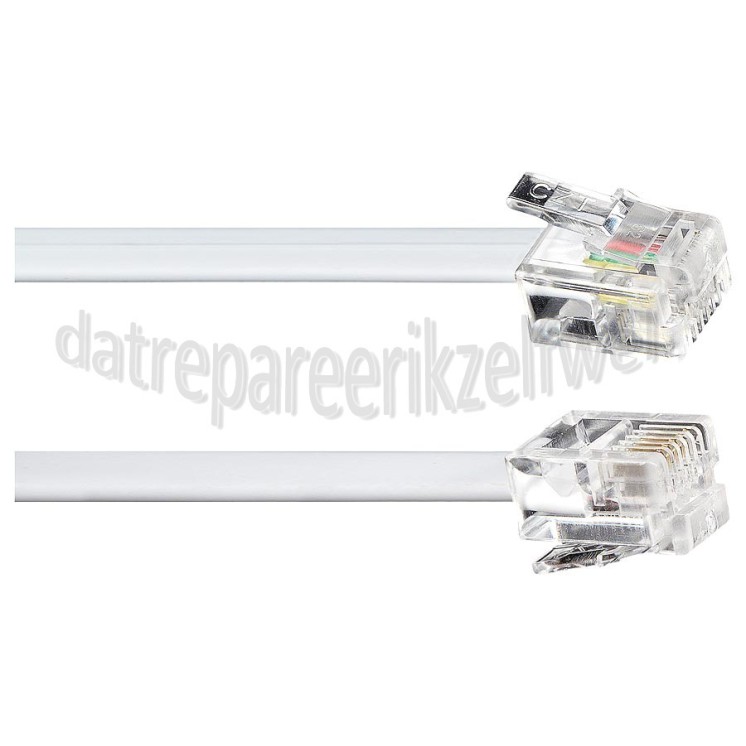Foto van Easyfiks Telefoon Kabel RJ11 6p4c Male - RJ11 6p4c Male 10.0 Meter, Wit 
