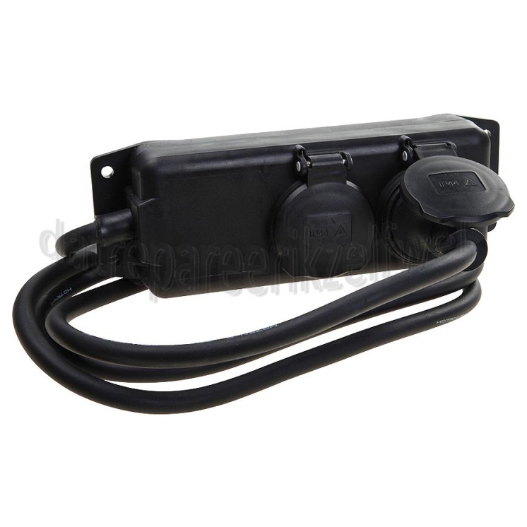 Foto van Brennenstuhl Tafelcontactdoos 3x1,5mm2 3500W 16A Zwart 2M, geaard 2-voudig, IP44 Spatwaterdicht, Zelfsluitende deksels 