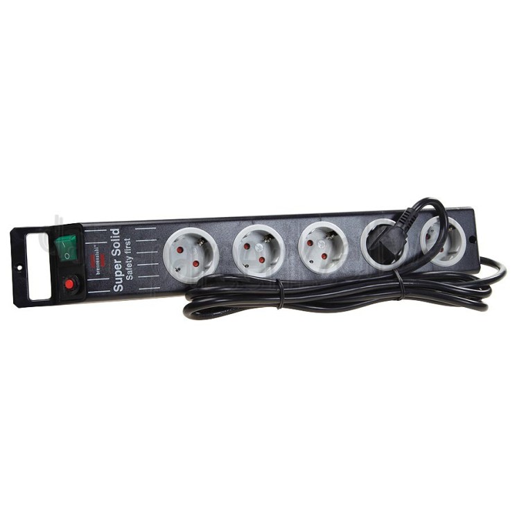 Foto van Brennenstuhl Tafelcontactdoos 3x1,5mm2 3500W 16A Zwart 2,5M 5-voudig, Super Solid Line 