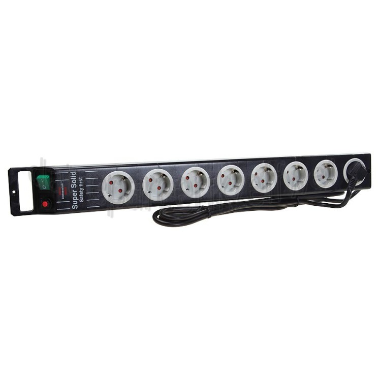 Foto van Brennenstuhl Tafelcontactdoos 3x1,5mm2 3500W 16A Zwart 2,5M 8-voudig, Super Solid Line 