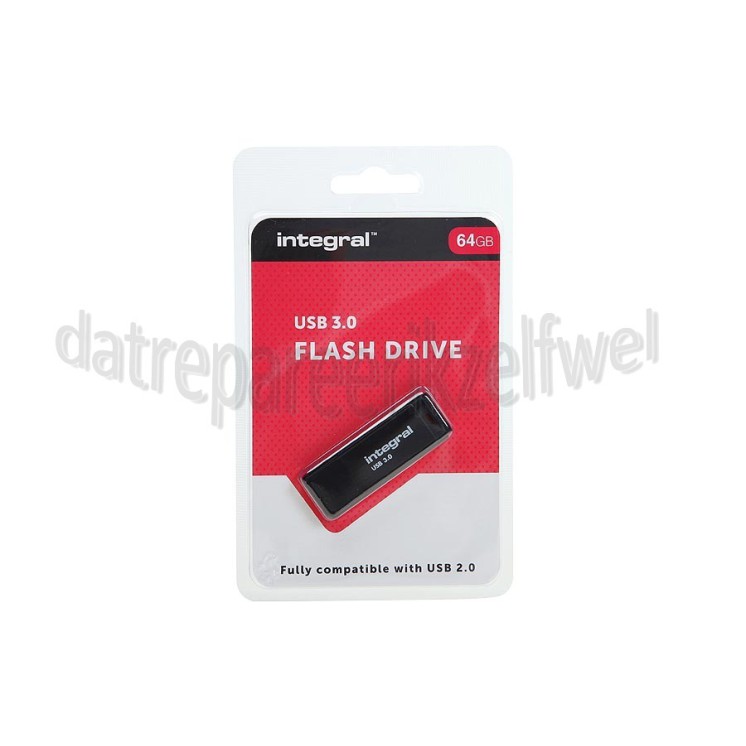 Foto van Integral Memory stick 64GB USB Flash Drive Zwart USB 3.0 