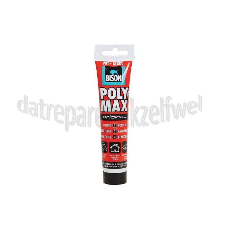 Foto van Bison Lijm Polymax, kleur wit Montage en afdichtingskit 