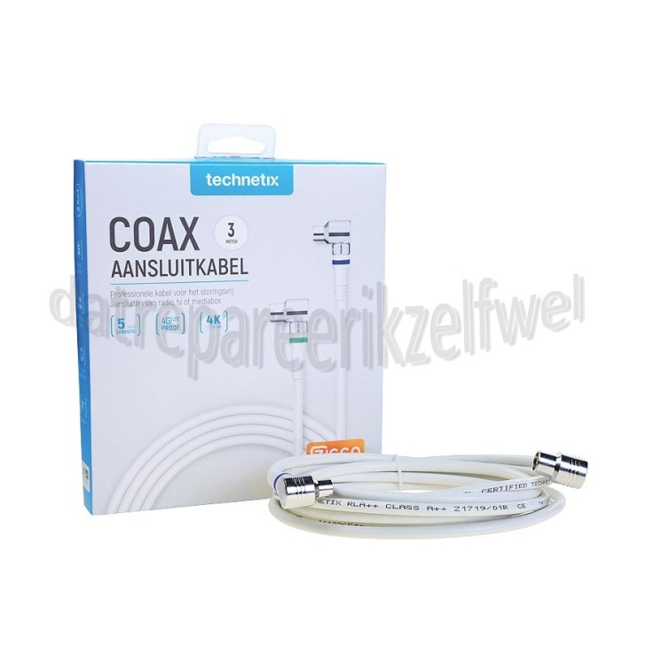 Foto van Technetix Aansluitkabel Coax Aansluitkabel, 4G Proof, Ziggo geschikt 4K Ultra HD 