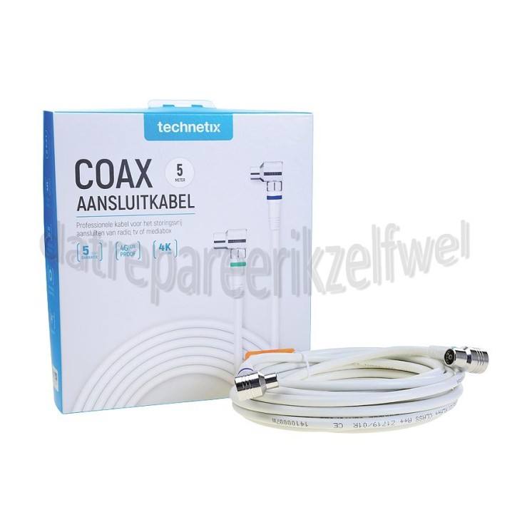 Foto van Technetix Aansluitkabel Coax Aansluitkabel, 4G Proof, Ziggo geschikt 4K Ultra HD 