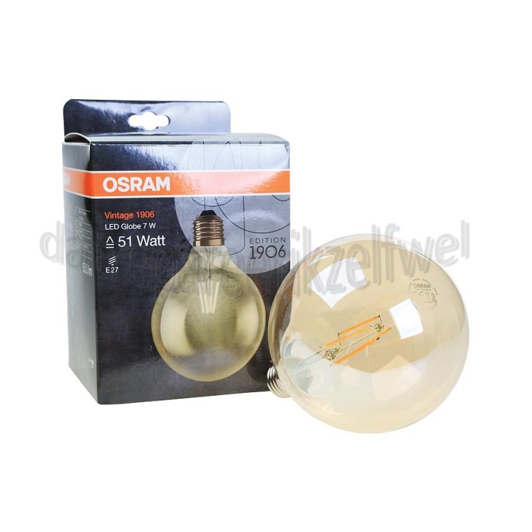 Foto van Osram Ledlamp Vintage 1906 LEDlamp Globe 51 6,5W, 720 Lumen, 2400K 