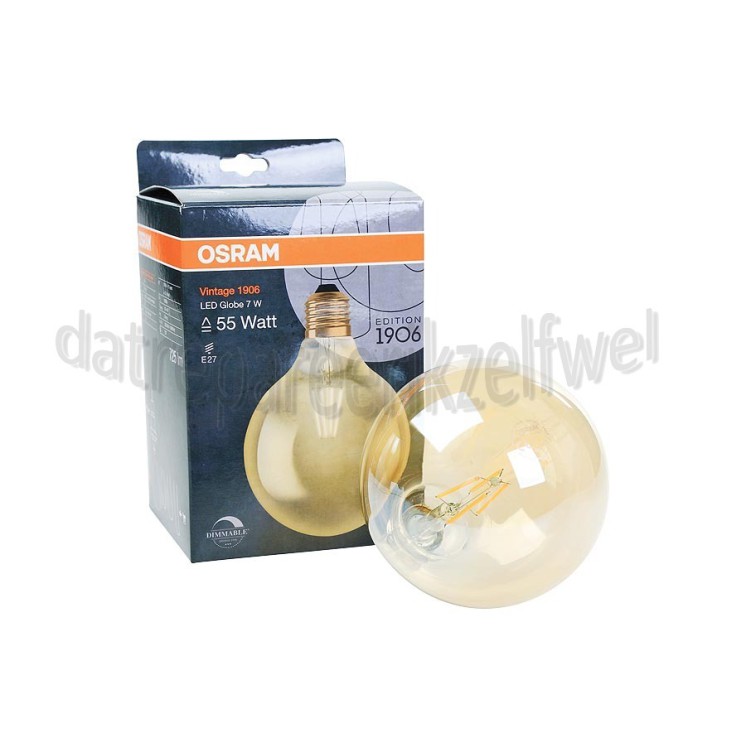 Foto van Osram Ledlamp Vintage 1906 LEDlamp Globe 55 6.5W, 725 Lumen, 2400K 