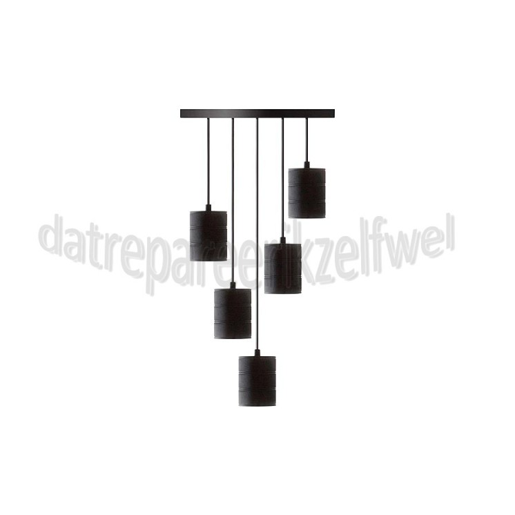 Foto van Calex Lamphouder Retro Pendel Zwart 5x E40, 2 meter snoer 