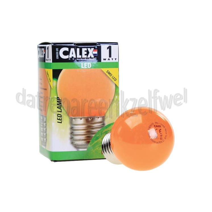 Foto van Calex Ledlamp LED Kogellamp Oranje E27 P45 1W 12Lm 240V 