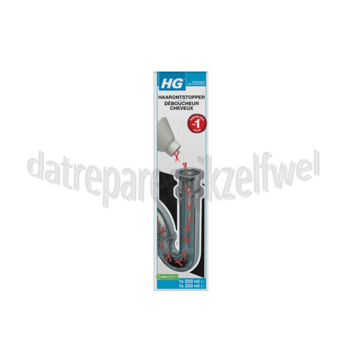 Foto van HG Reiniger Afvoer, Haar ontstopper, 1x200ml en 1x250ml Voor verstoppingen in de badkamer 