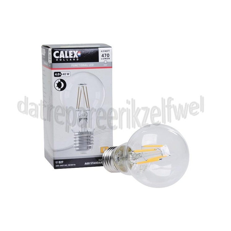Foto van Calex Ledlamp Filament Standaardlamp 240V 4 Watt 470 Lumen 2700K E27 A80 Helder, Sensor 