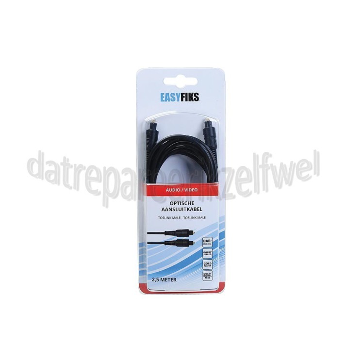 Foto van Easyfiks Optische Kabel Toslink Male - Toslink Male 2.5 Meter, Afgeschermd, Verguld 