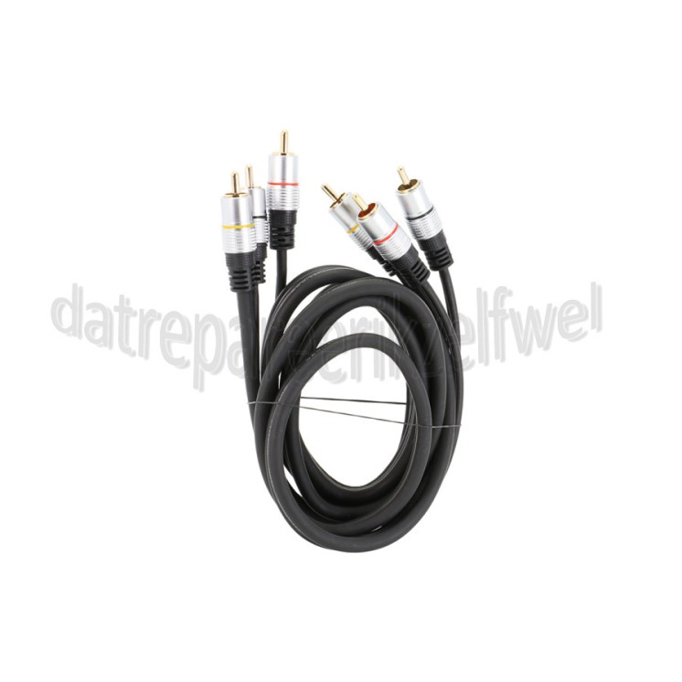 Foto van Easyfiks Tulp Kabel A/V Kabel, 3x Tulp RCA Male - 3x Tulp RCA Male 1.5 Meter, Afgeschermd, Verguld 