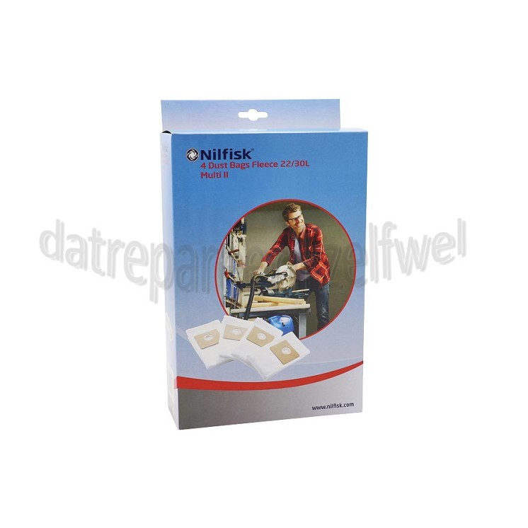 Foto van Nilfisk Stofzuigerzak Fleece stofzuigerzakken 22/30 Liter Multi II Nat/droogzuiger 