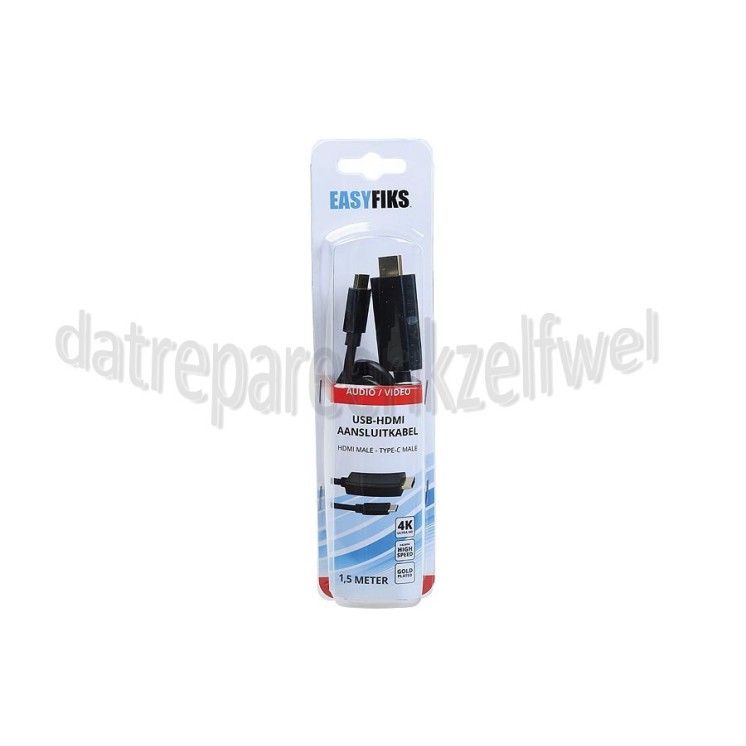 Foto van Easyfiks HDMI Kabel USB 3.1 Type-C - HDMI 4K 60Hz 1.5 Meter 
