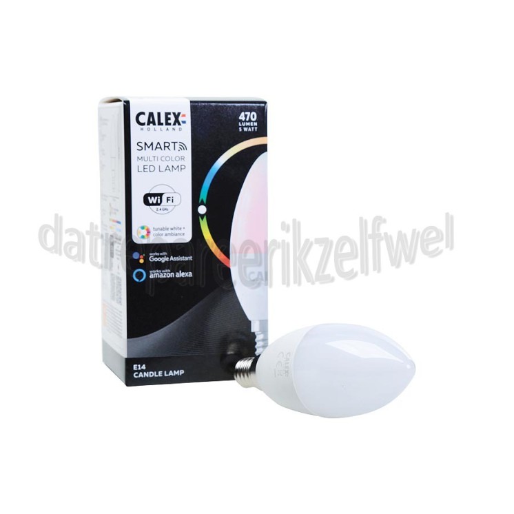 Foto van Calex Ledlamp Smart LED kaarslamp B35 E14 SMD RGB 220-240V, 4,9W, 470lm, 2200-4000K 