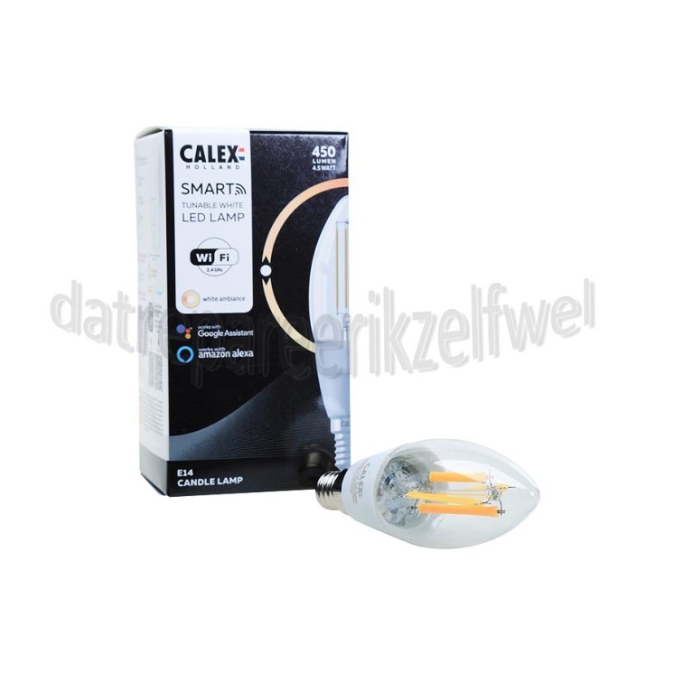 Foto van Calex Ledlamp Smart LED Kaarslamp B35 E14 Filament Clear 220-240V, 4,9W, 470lm, 1800-3000K 