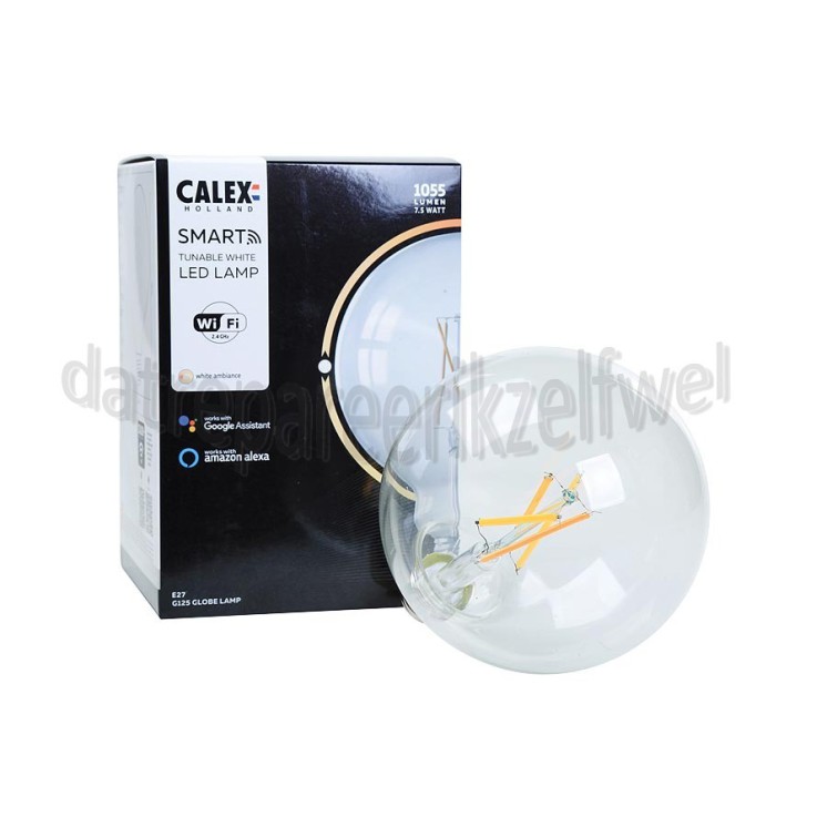 Foto van Calex Ledlamp Smart LED Globelamp G125 E27 Filament Clear 220-240V, 7,5W, 1055lm, 1800-3000K 
