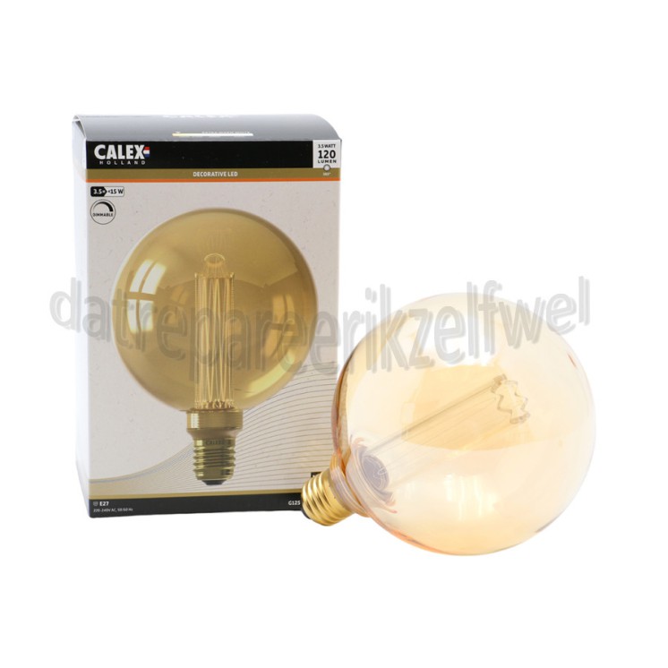 Foto van Calex Ledlamp Globe G125 LED lamp Crown Filament SMD E27 3,5W 120lm 1800K Dimbaar 