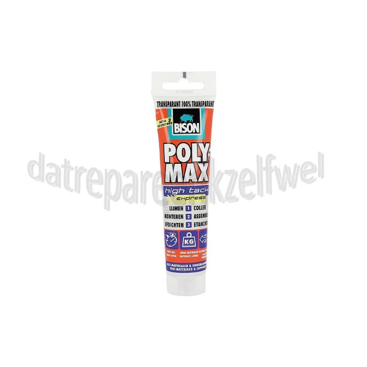 Foto van Bison Lijm Polymax, transparant, 115gr tube Lijmen, Monteren, Afdichten 