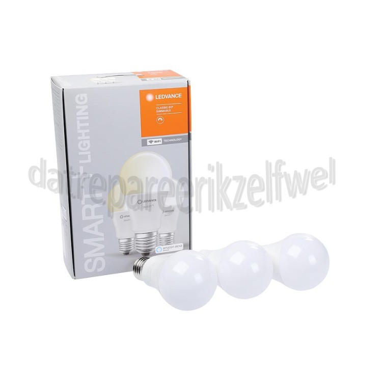 Foto van Ledvance Ledlamp Smart+ Wifi Classic A75 Multipack 3 stuks E27, 9,5W, 2700K, Dimbaar 