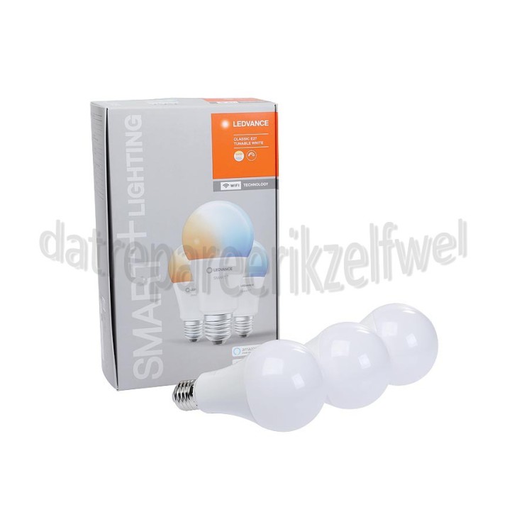Foto van Ledvance Ledlamp Smart+ Wifi Classic A100 Tunable White Multipack 3 stuks E27, 14W, 2700K-6500K, Dimbaar 