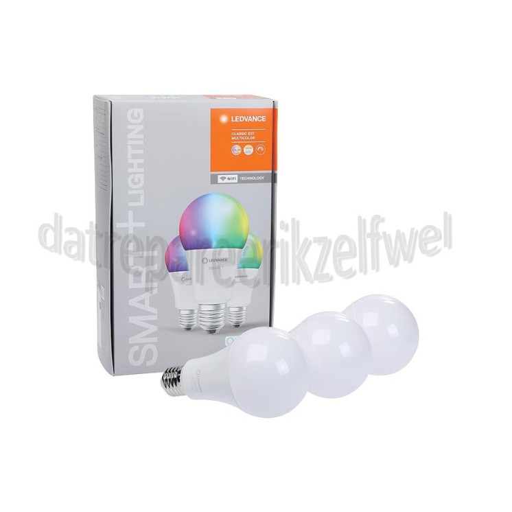 Foto van Ledvance Ledlamp Smart+ Wifi Classic A100 Multicolour Multipack 3 stuks E27, 14W, 2700K-6500K, Dimbaar 