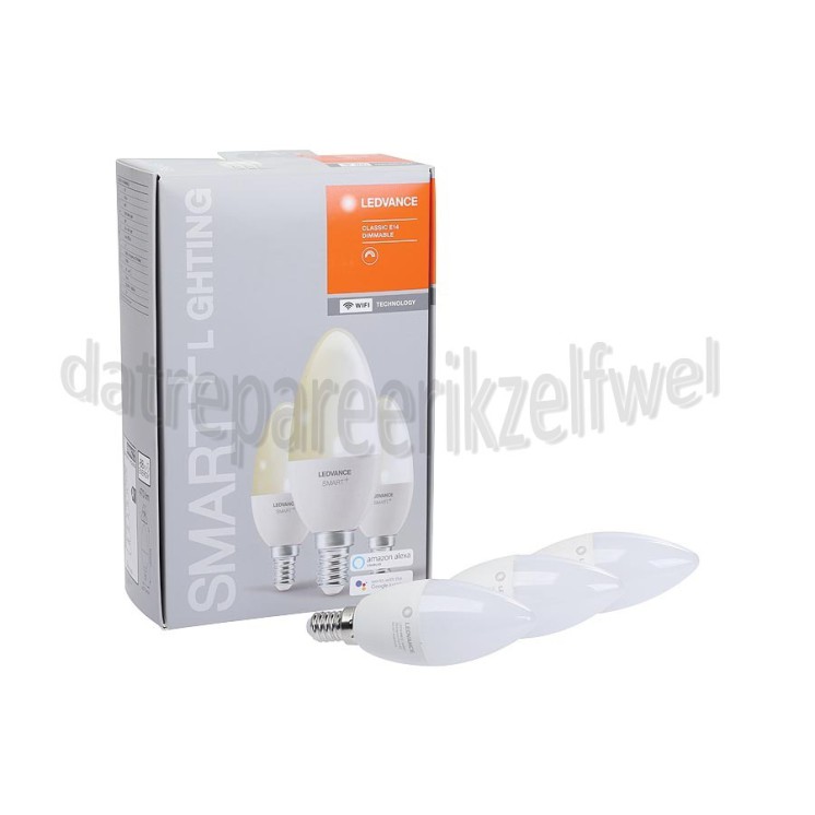 Foto van Ledvance Ledlamp Smart+ Wifi Classic Kaarslamp Multipack 3 stuks E14, 5W, 2700K, Dimbaar 