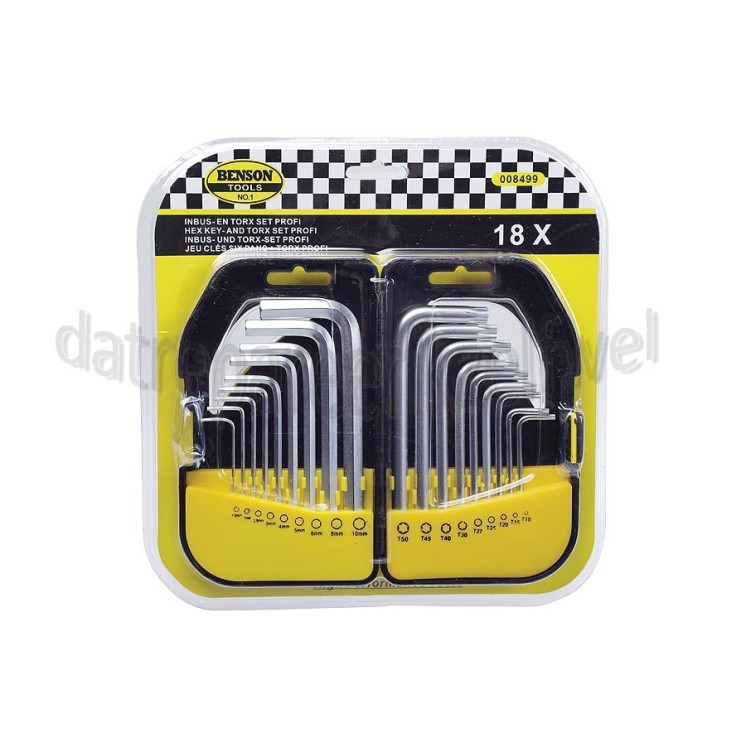 Foto van Benson Sleutelset Torx en Inbus sleutel set 18 delig in doos 