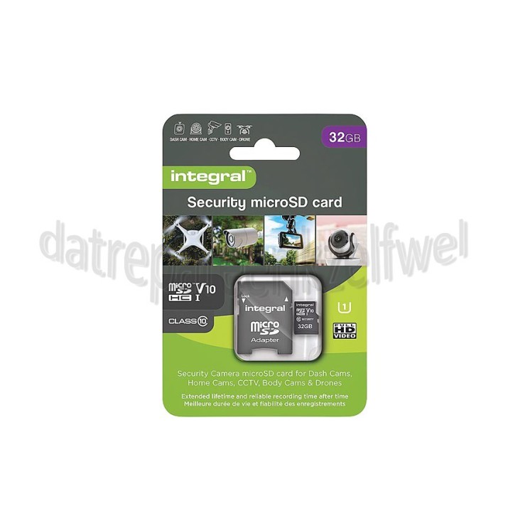 Foto van Integral Memory card Security Micro SD 4K V30 UHS-1U3 A1 Class 10 32 GB Dash Cam en beveiligingscamera 