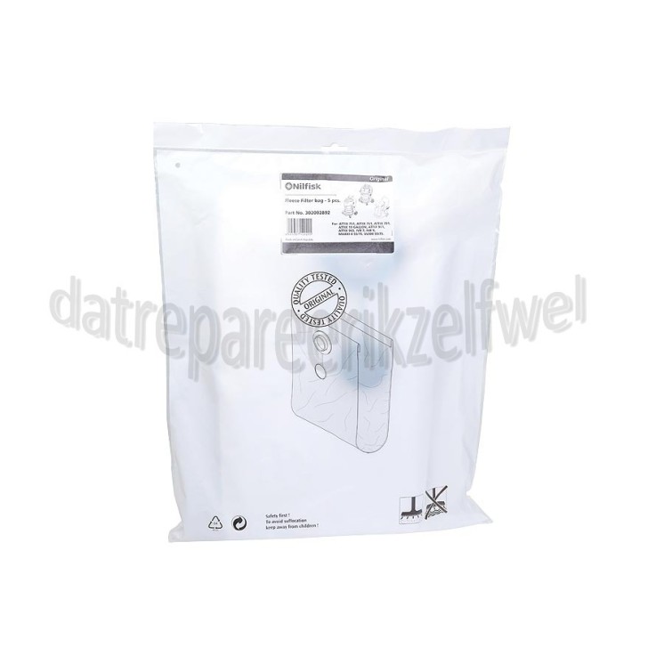 Foto van Nilfisk Stofzuigerzak Fleece, 5 stuks Alto Attix 751, 761 